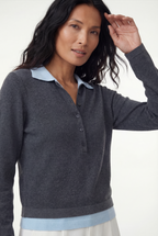 Layered Polo Knit, Grey