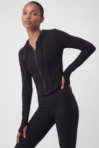 RibFlex® Cropped Ribbed Hoodie