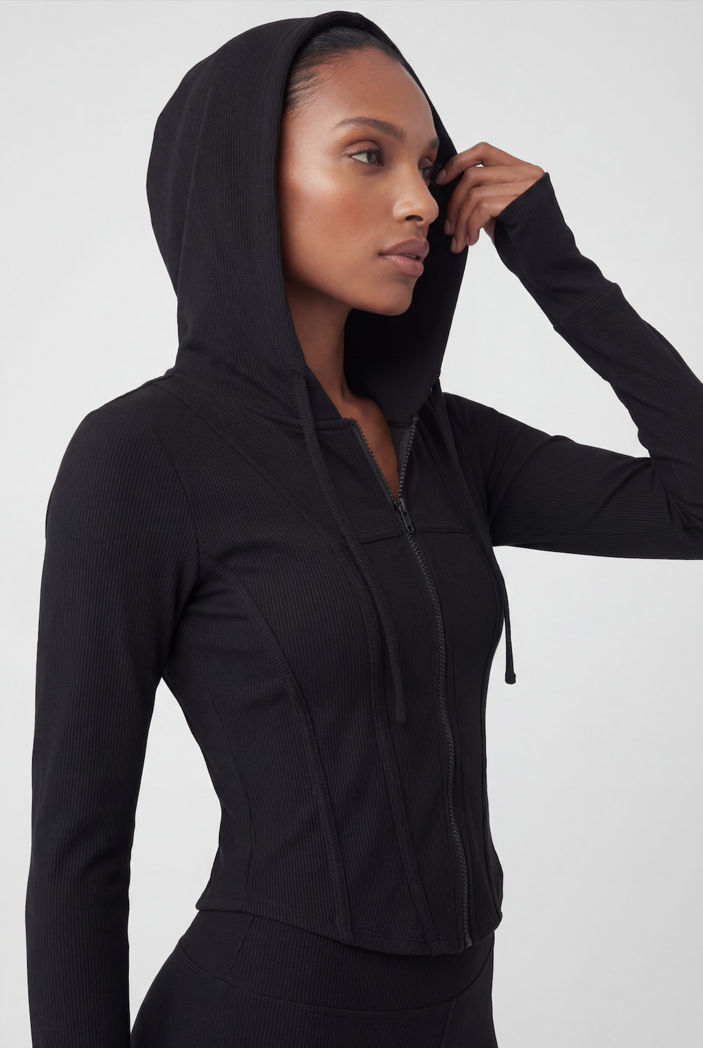 RibFlex® Cropped Ribbed Hoodie