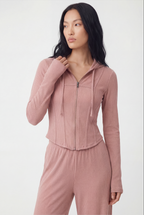 RibFlex® Cropped Ribbed Hoodie