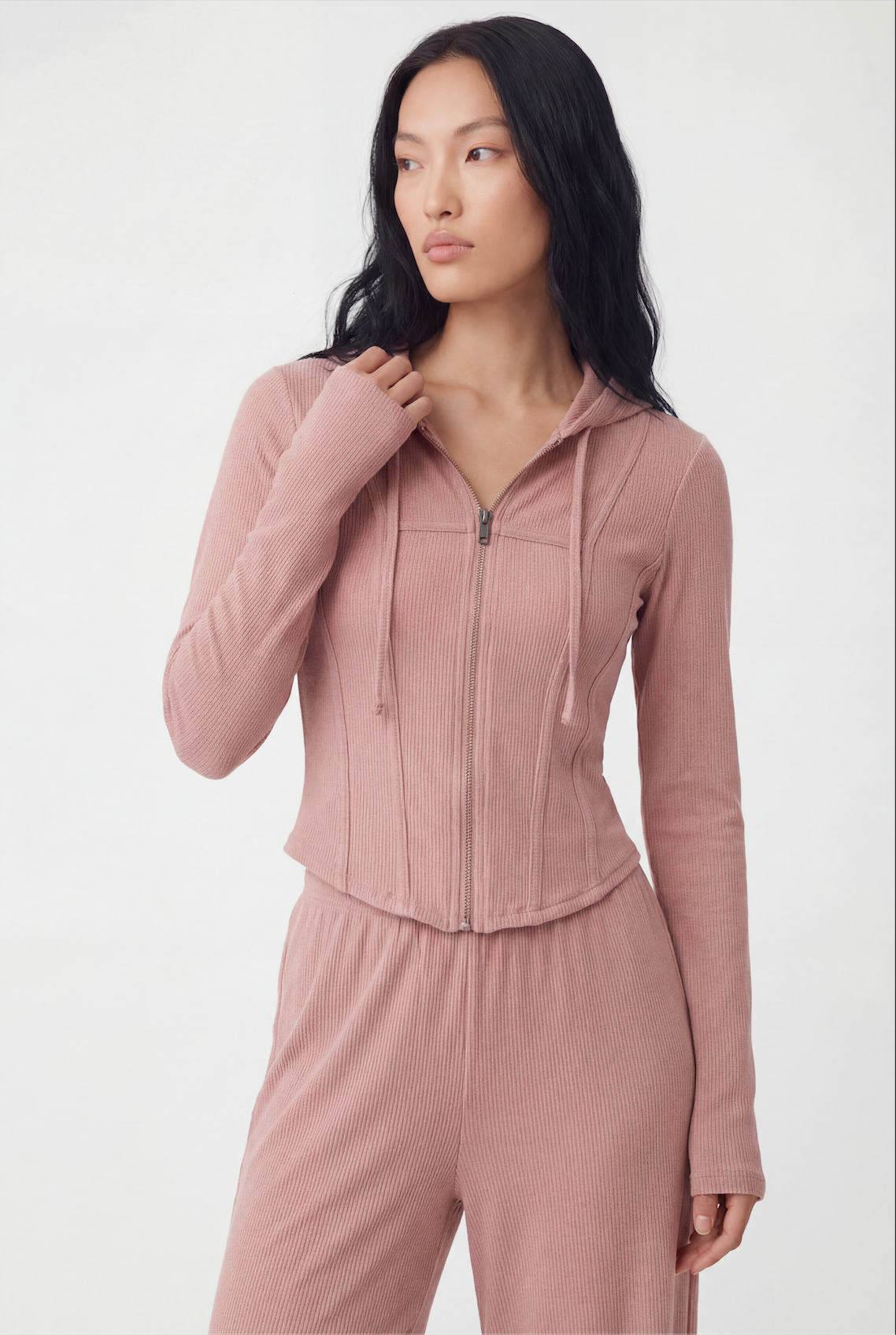 RibFlex® Cropped Ribbed Hoodie