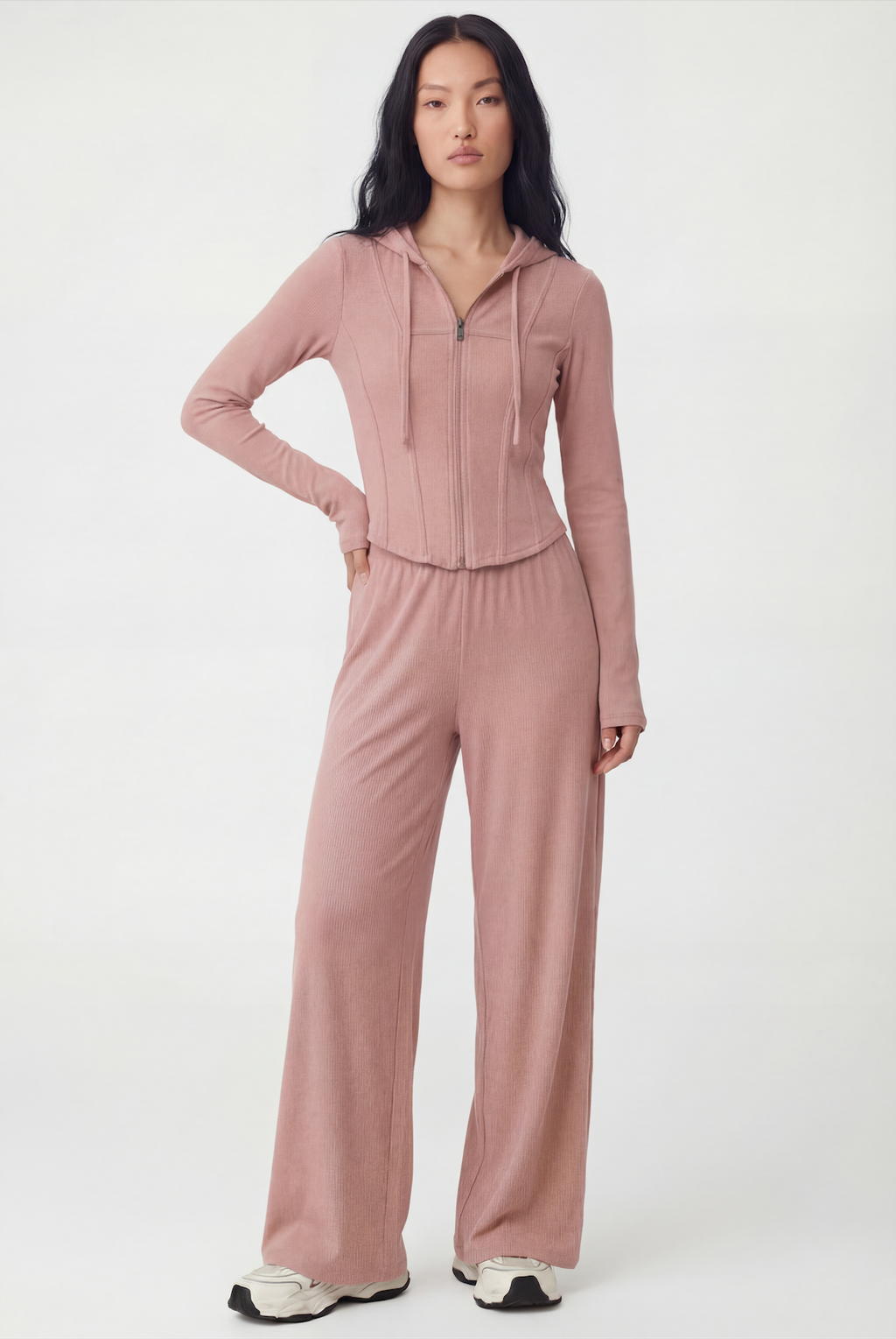 RibFlex® Cropped Ribbed Hoodie