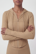 RibFlex® Cropped Ribbed Hoodie, Khaki