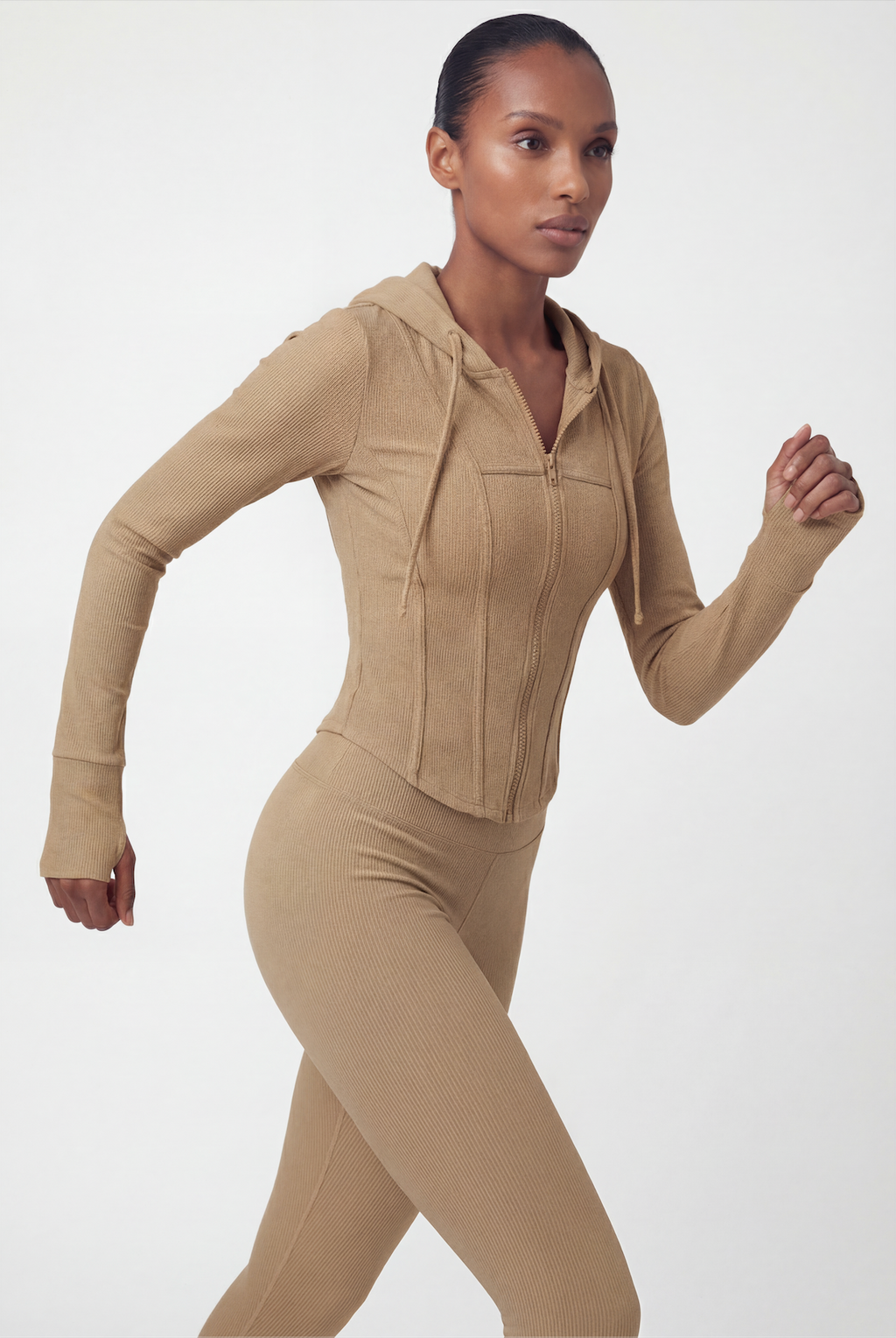 RibFlex® Cropped Ribbed Hoodie