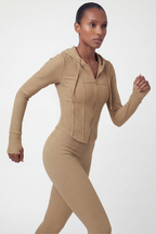 RibFlex® Cropped Ribbed Hoodie