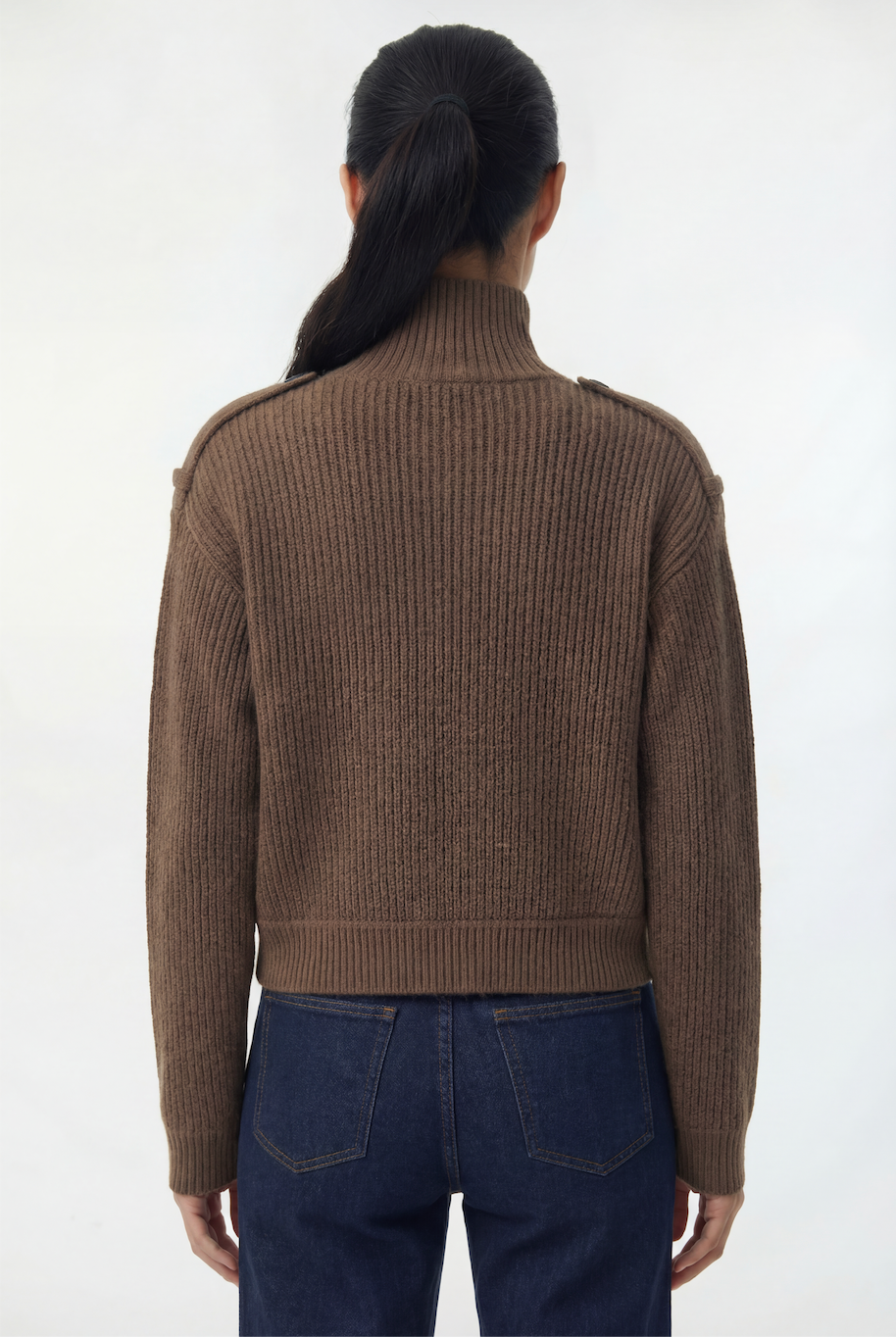 Ribbed High Collar Cardigan xx