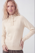 Mandarin Buckle Merino Sweater, Oat