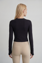 FlexEase® Asymmetric Long-Sleeve Top, Black