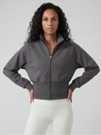 Structured Waist Zip Training Jacket, Volcanic Ash