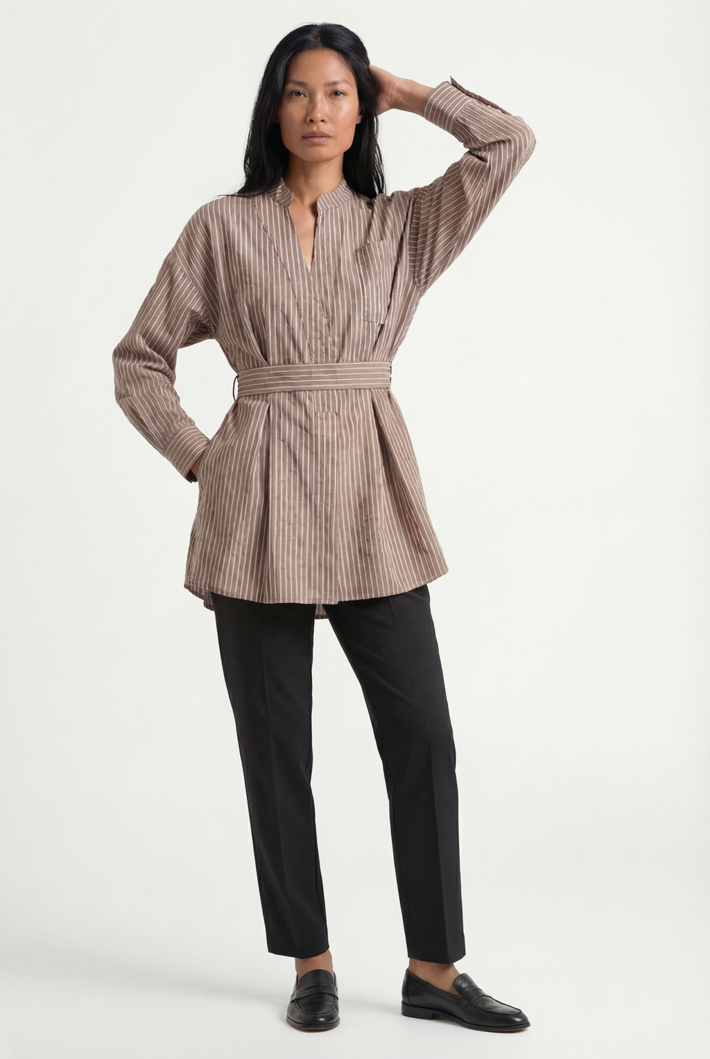 Pinstripe Wrap Blouse xx