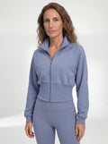 Structured Waist Zip Training Jacket, Denim Blue