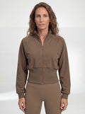 Structured Waist Zip Training Jacket, Coffee Brown