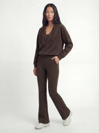 V-neck Performance Sportif Hoodie, Black Coffee