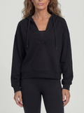 V-neck Performance Sportif Hoodie Premium, Black