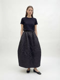 Textured Bloom Skirt, Black
