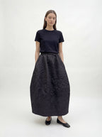 Textured Bloom Skirt, Black