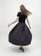 Textured Bloom Skirt, Black
