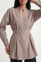 Pinstripe Wrap Blouse xx