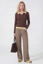 Layered Polo Knit, Chocolate