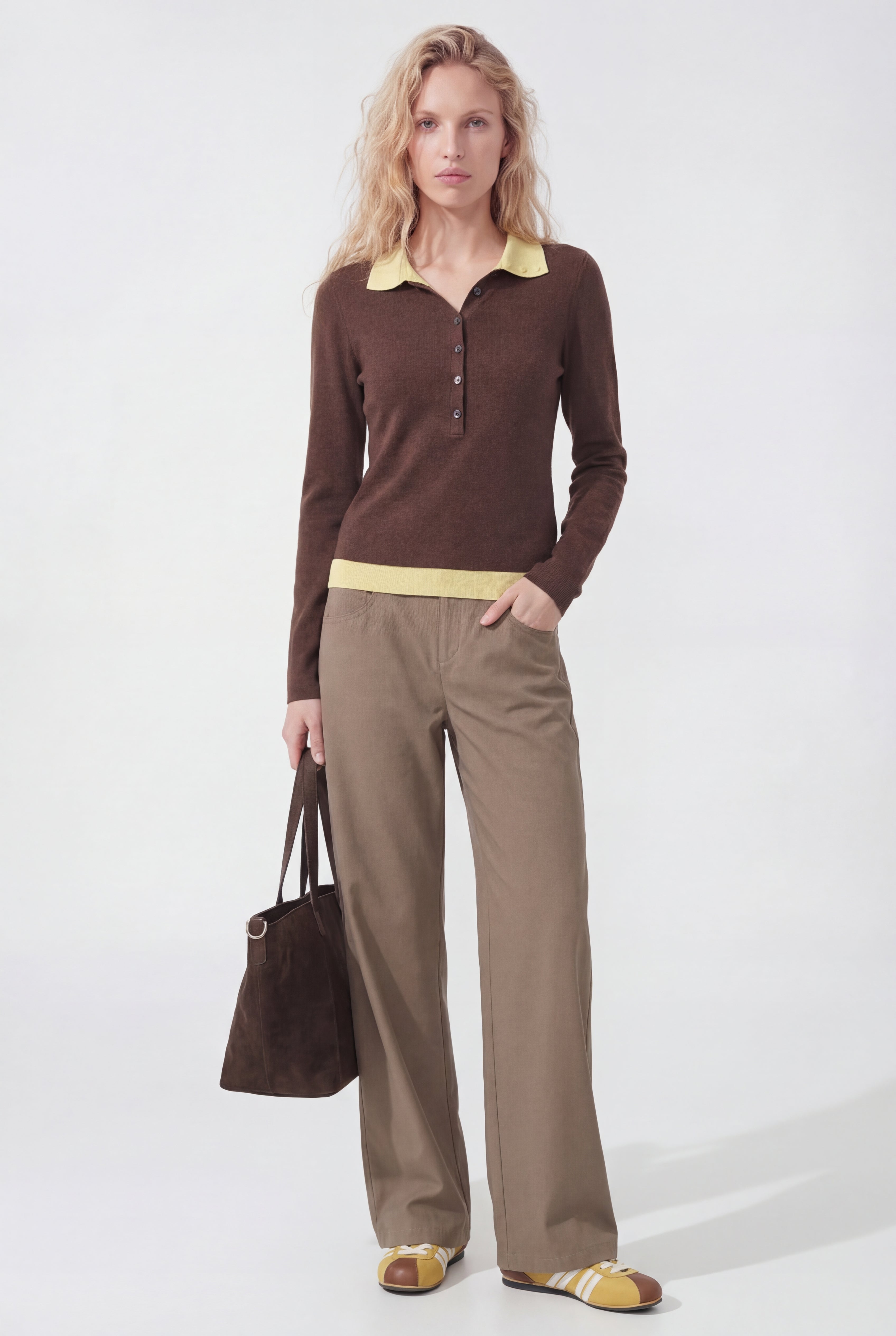 Layered Polo Knit, Chocolate