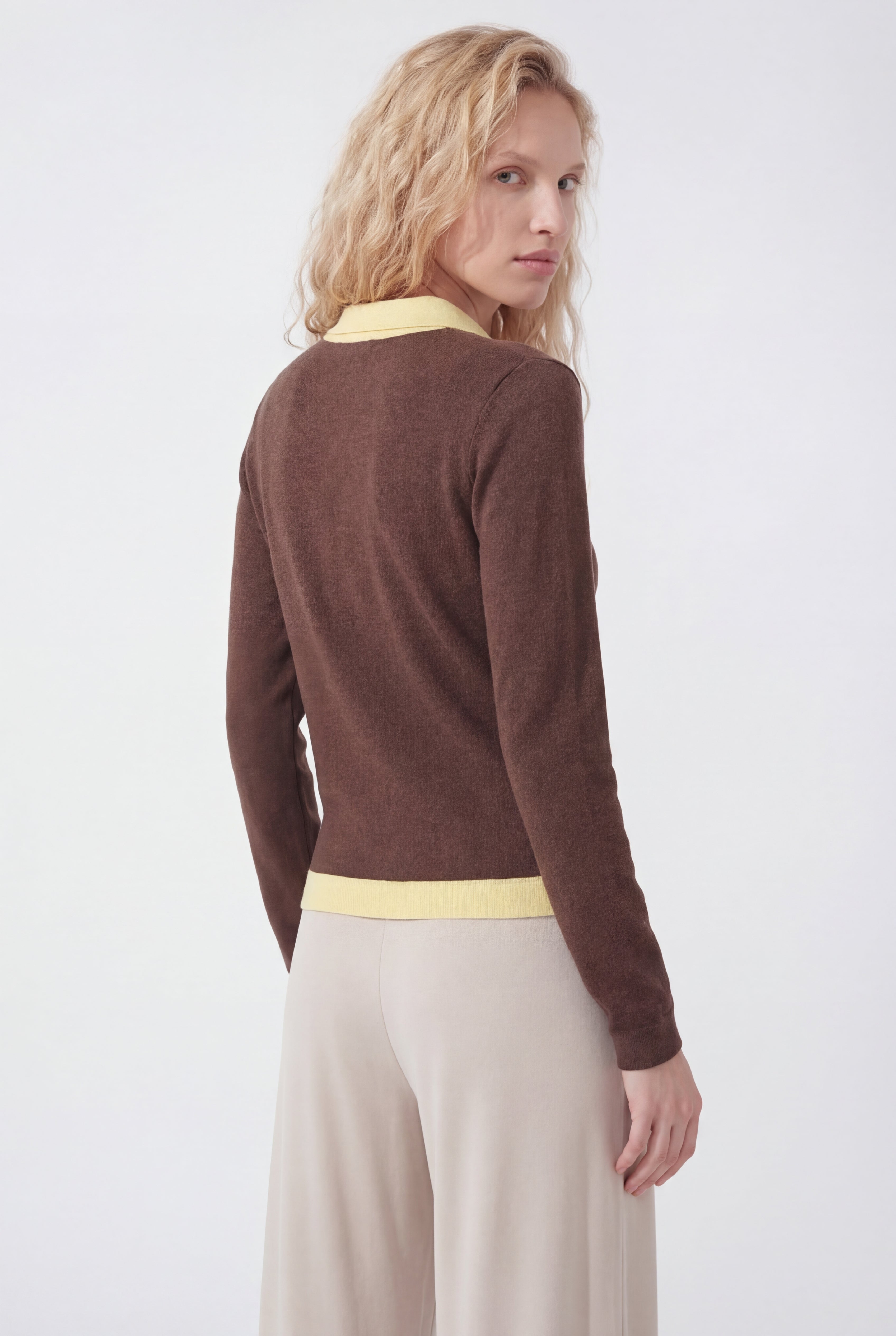 Layered Polo Knit, Chocolate