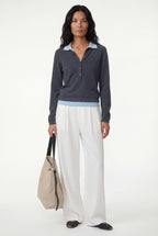 Layered Polo Knit, Grey