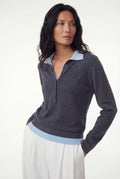Layered Polo Knit, Grey