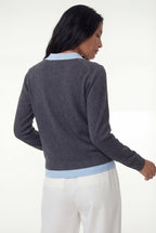 Layered Polo Knit, Grey