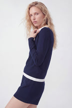 Layered Polo Knit, Navy Blue