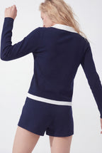 Layered Polo Knit, Navy Blue