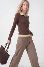 Layered Polo Knit, Chocolate