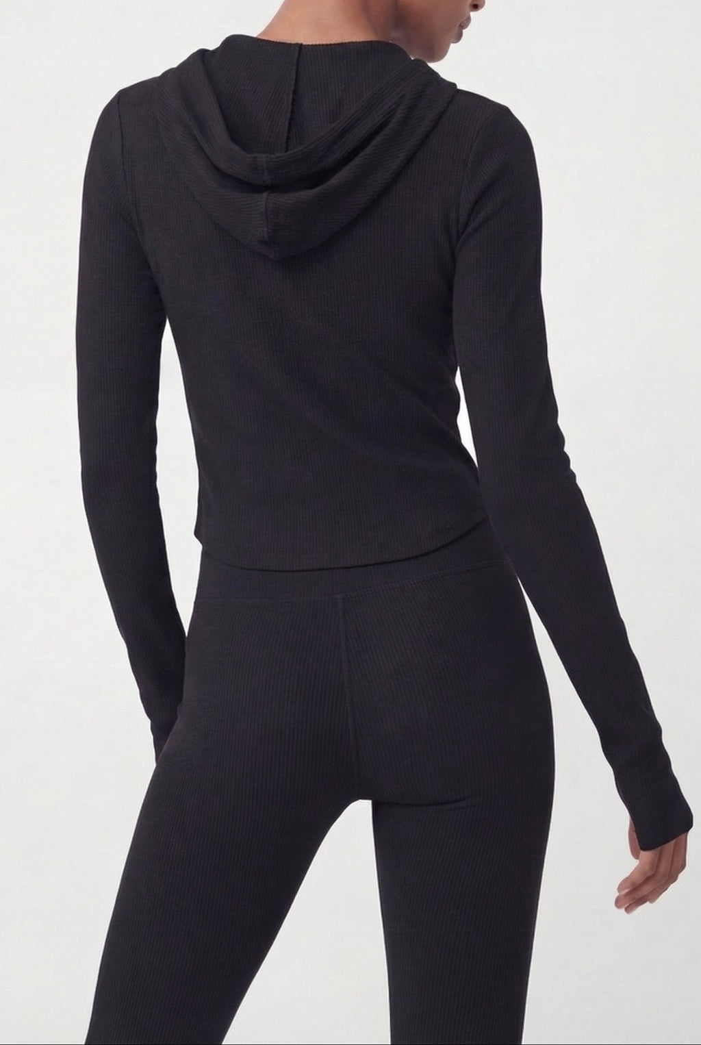 RibFlex® Cropped Ribbed Hoodie