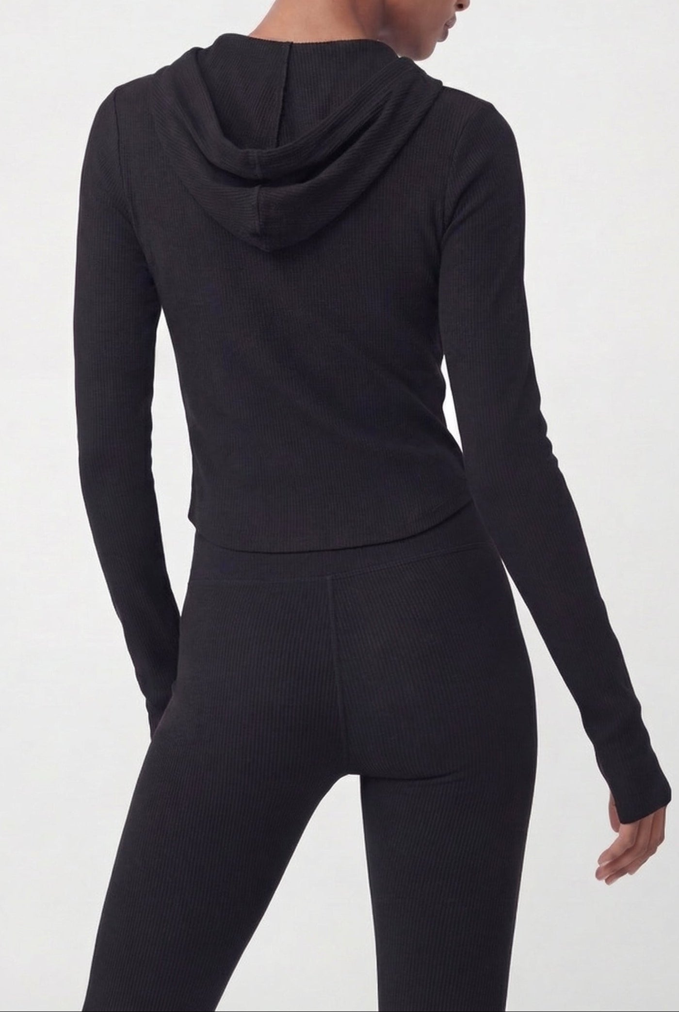 RibFlex® Cropped Ribbed Hoodie