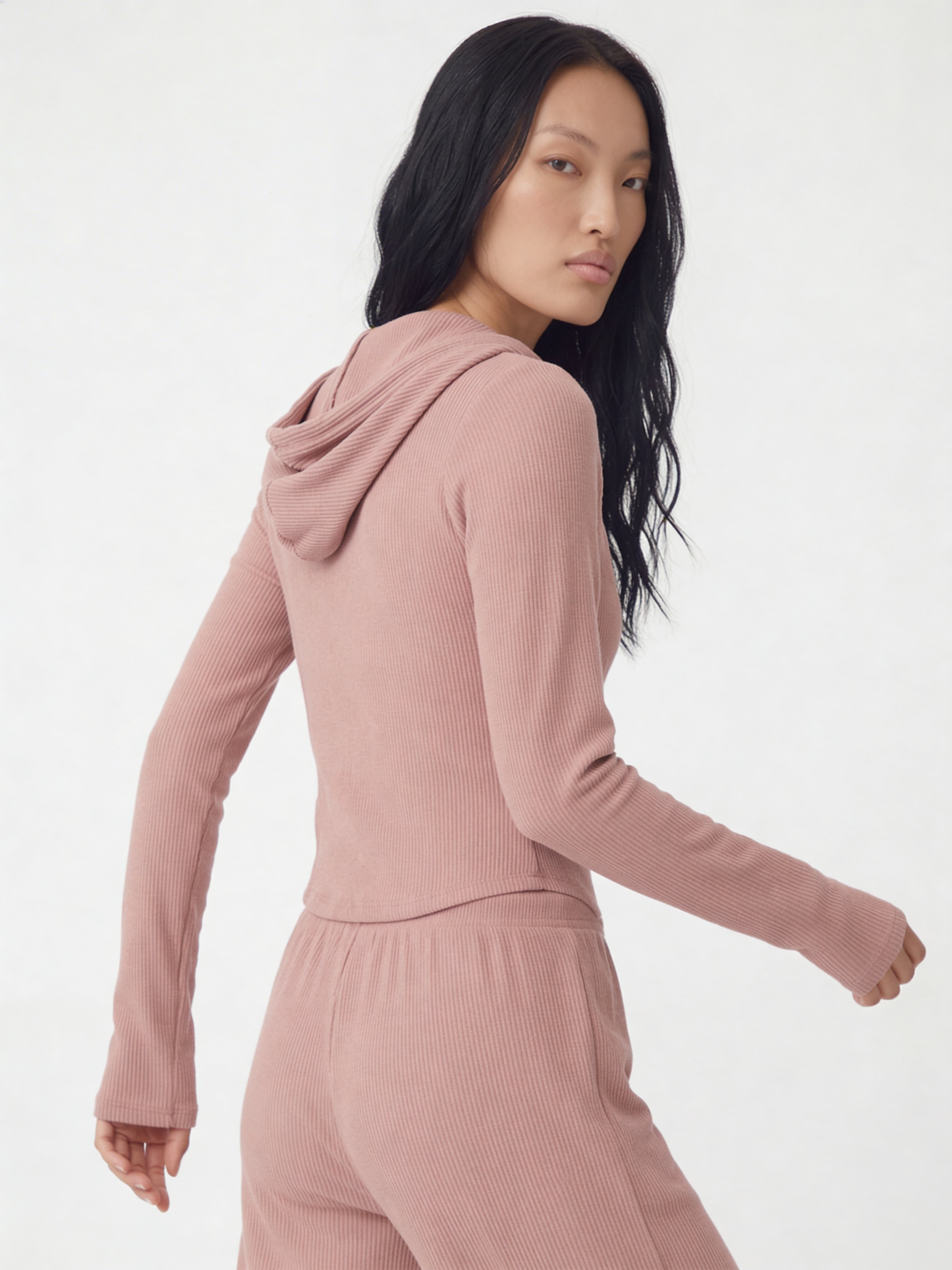 RibFlex® Cropped Ribbed Hoodie