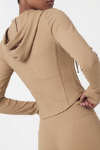 RibFlex® Cropped Ribbed Hoodie, Khaki