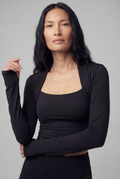 Long Sleeve Yoga Wrap Top, Black