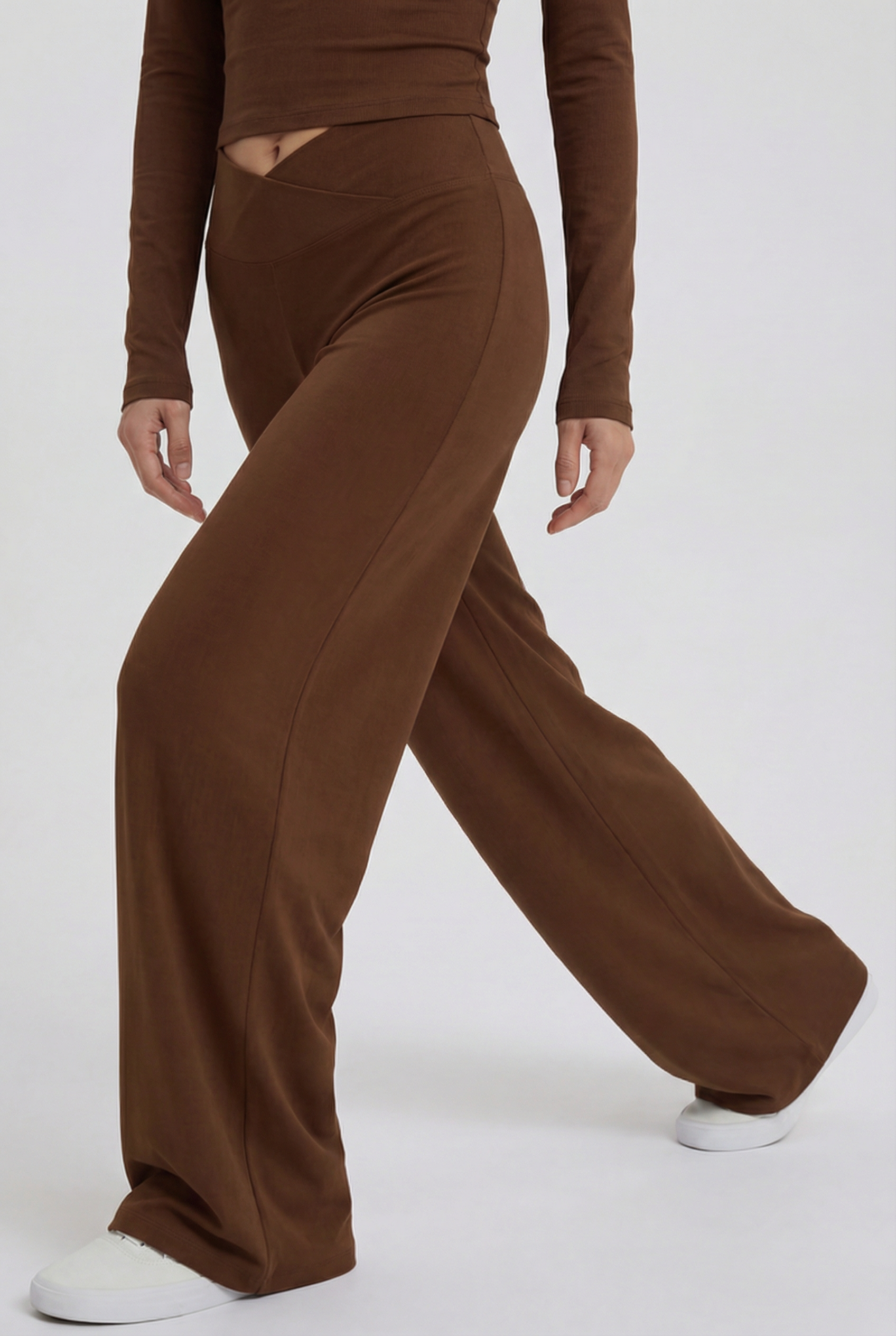 FlexEase® Wrap Yoga Pants, Brown