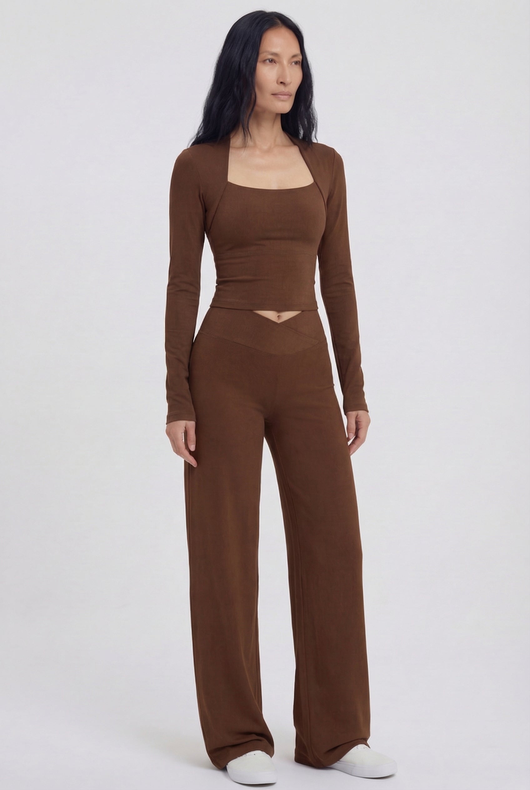 FlexEase® Wrap Yoga Pants, Brown