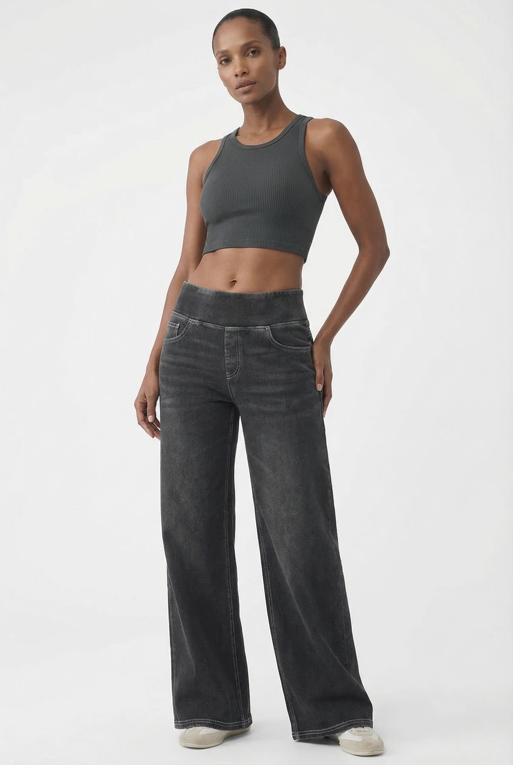 EaseFlex® Yoga Jeans, Black & Gray