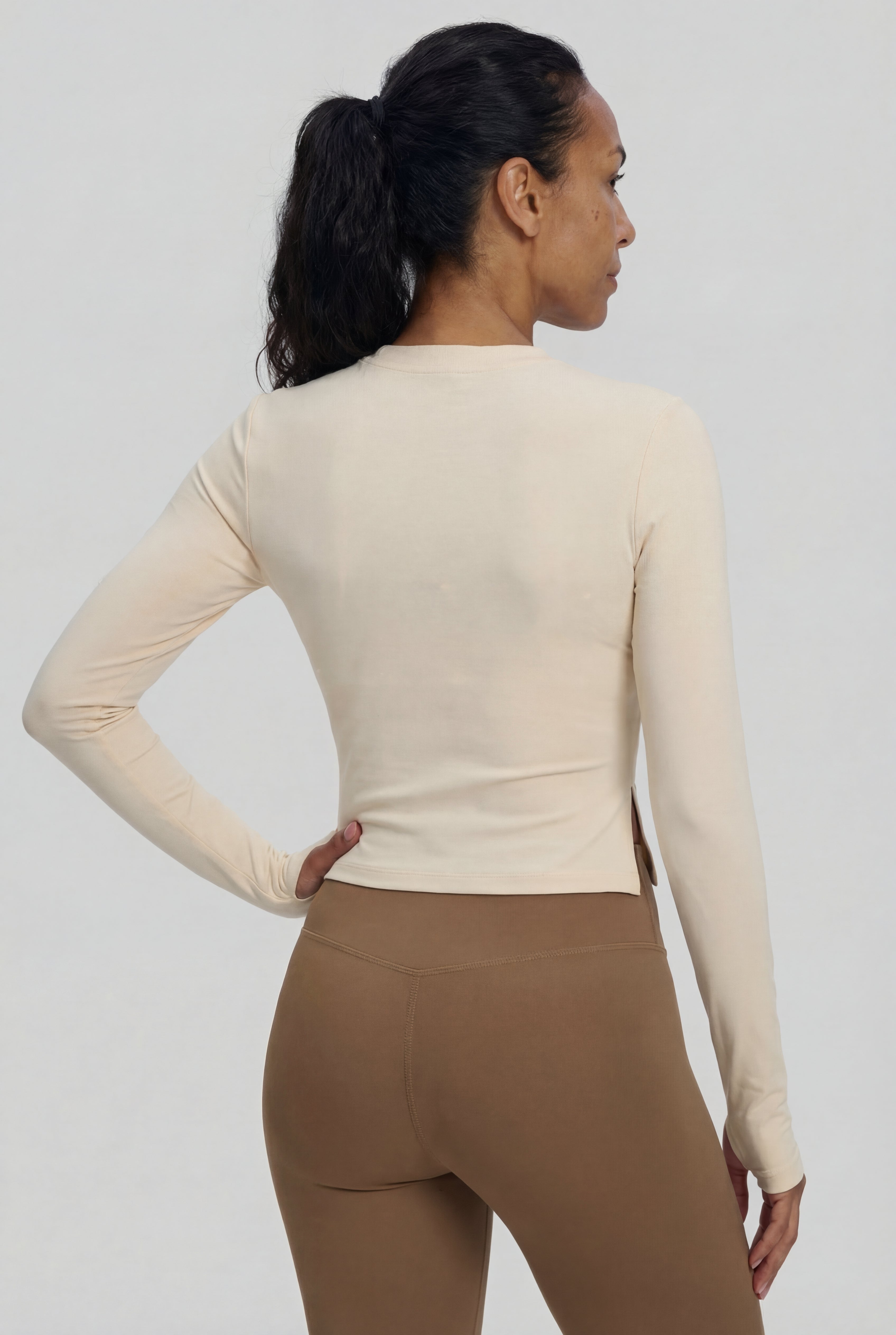 FlexEase® Asymmetric Long-Sleeve Top, Ivory