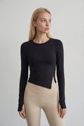FlexEase® Asymmetric Long-Sleeve Top, Black