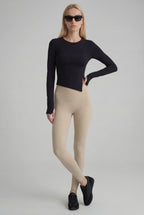 FlexEase® Asymmetric Long-Sleeve Top, Black