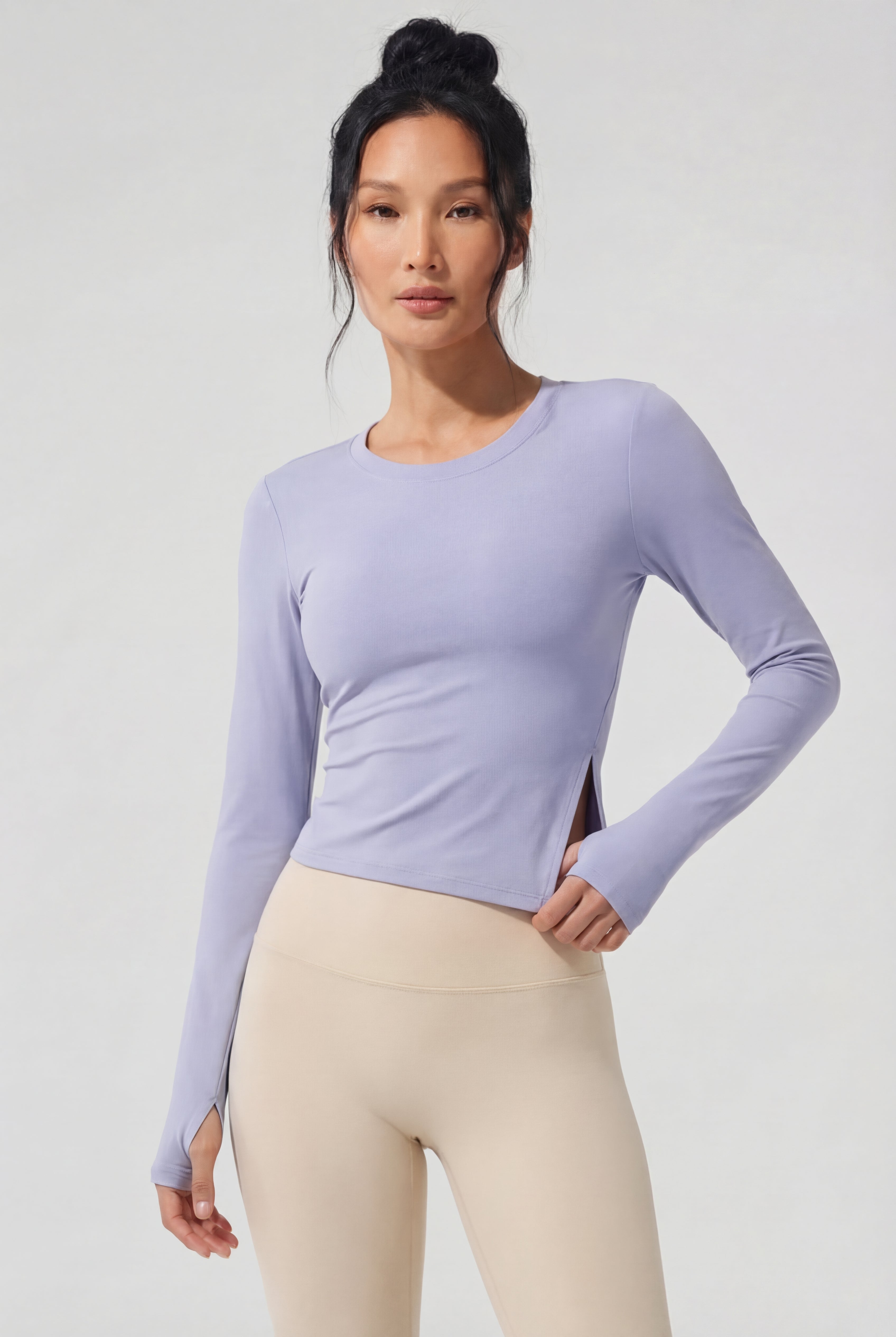 FlexEase® Asymmetric Long-Sleeve Top, Light blue