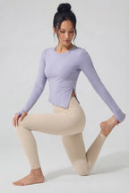 FlexEase® Asymmetric Long-Sleeve Top, Light blue