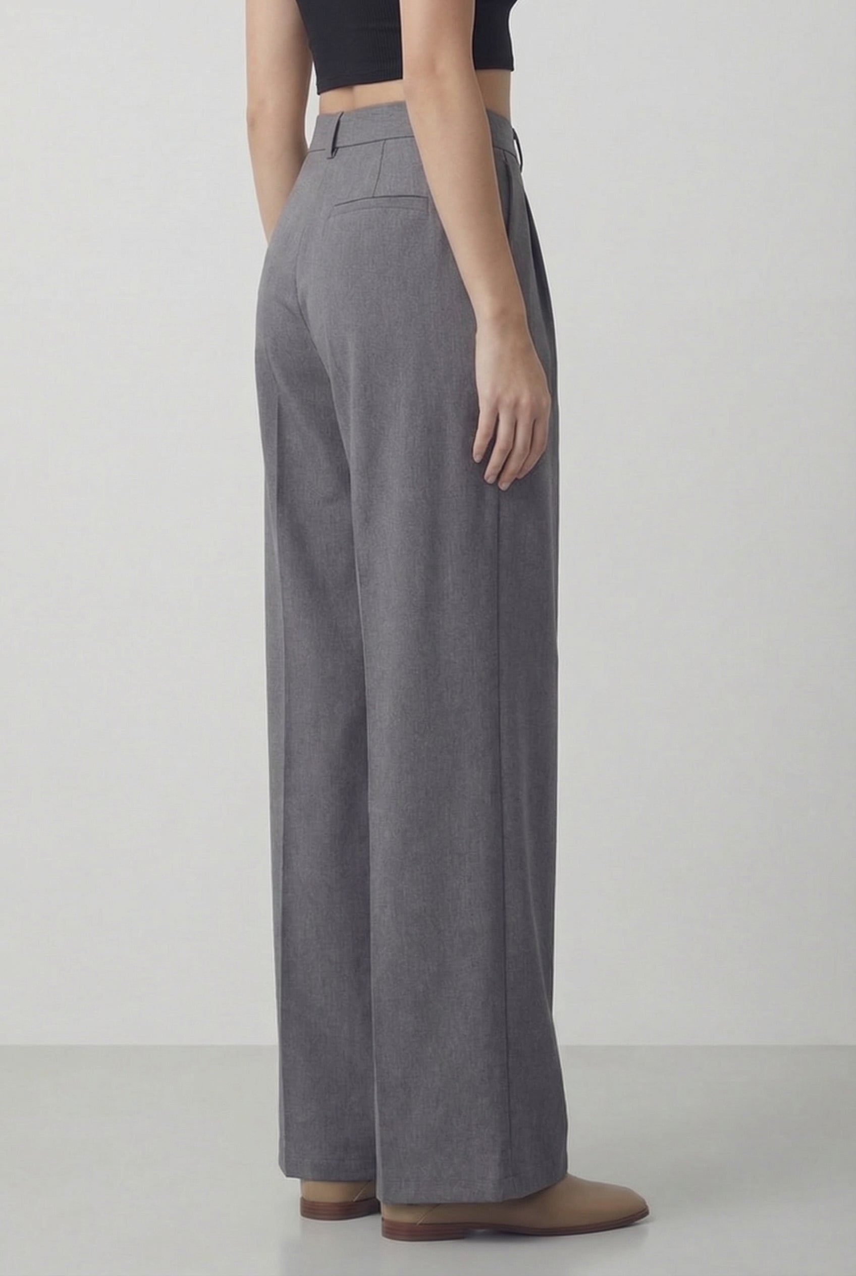 Everyday High-Waist Trousers, Grey
