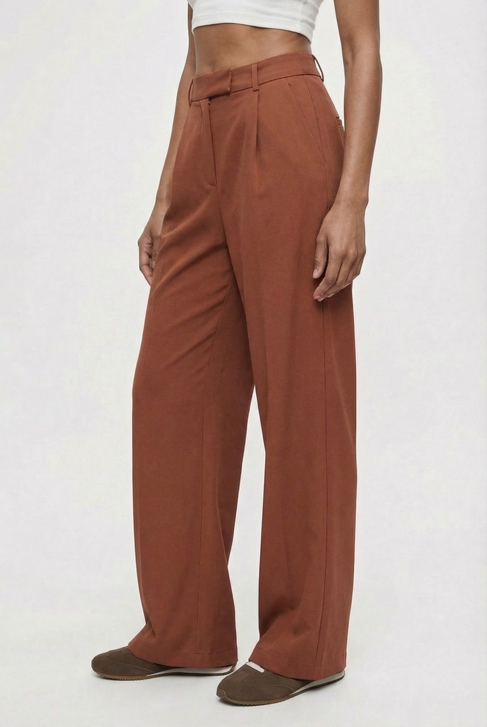 Everyday High-Waist Trousers, Brown