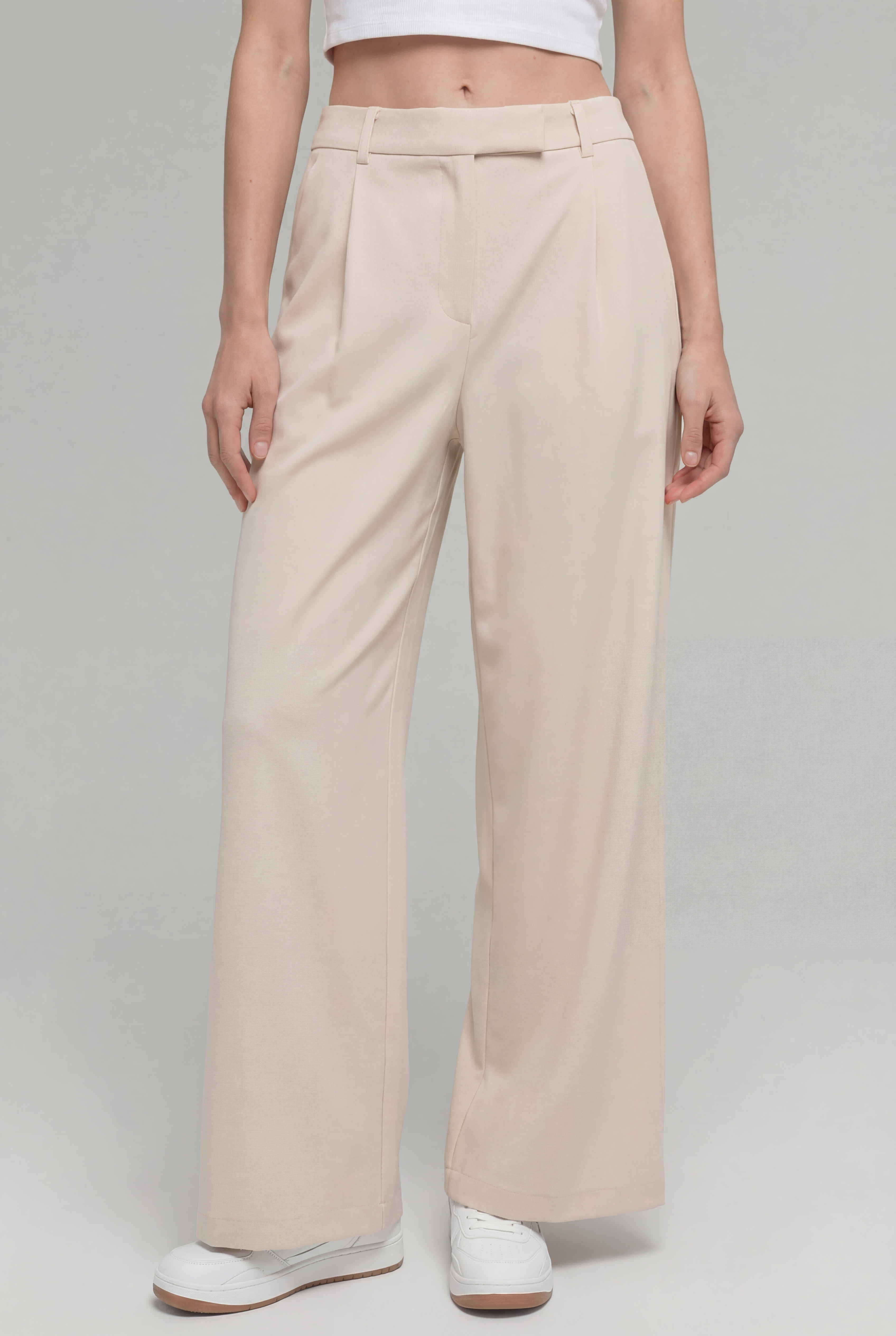 Everyday High-Waist Trousers, Beige