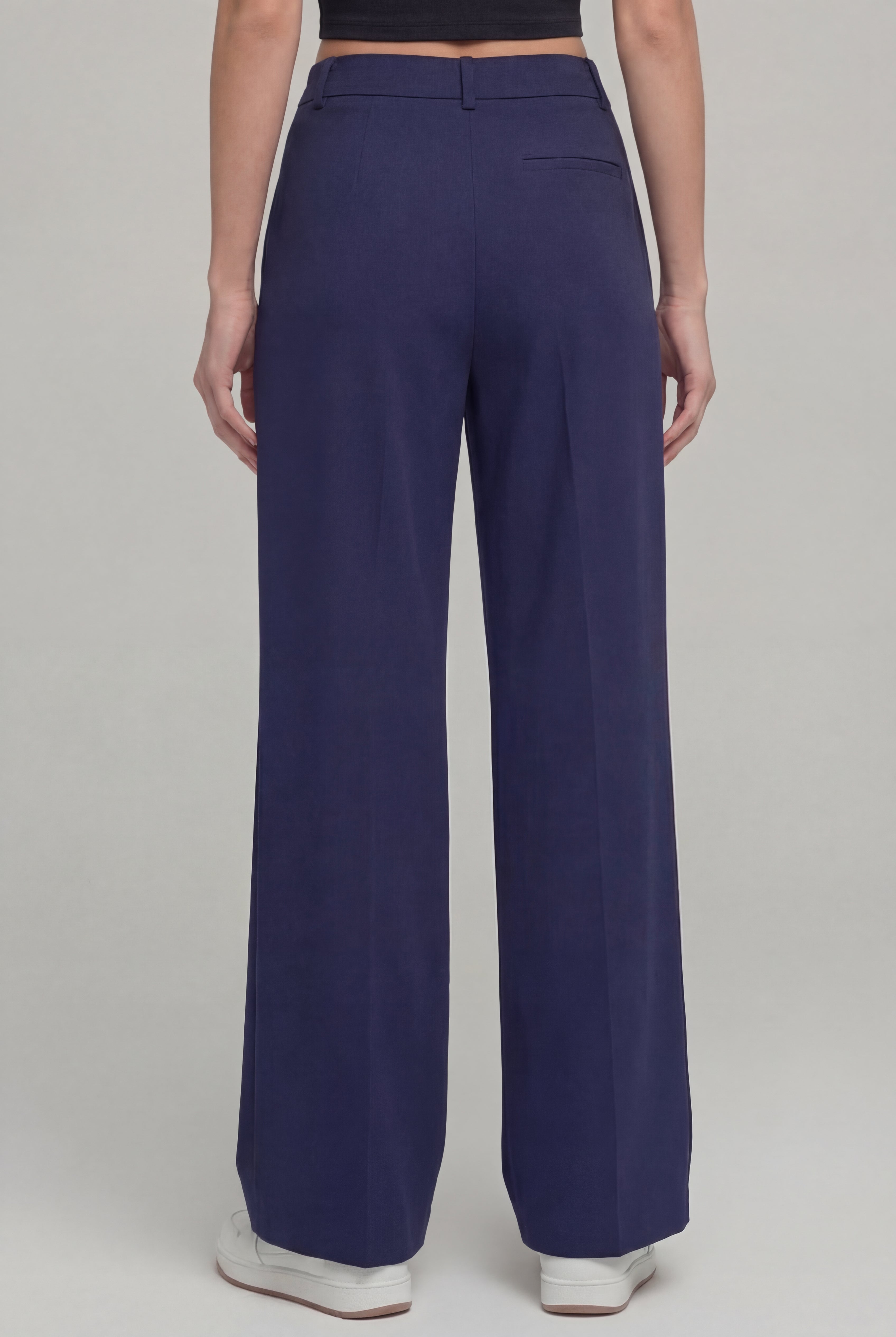Everyday High-Waist Trousers, Navy Blue