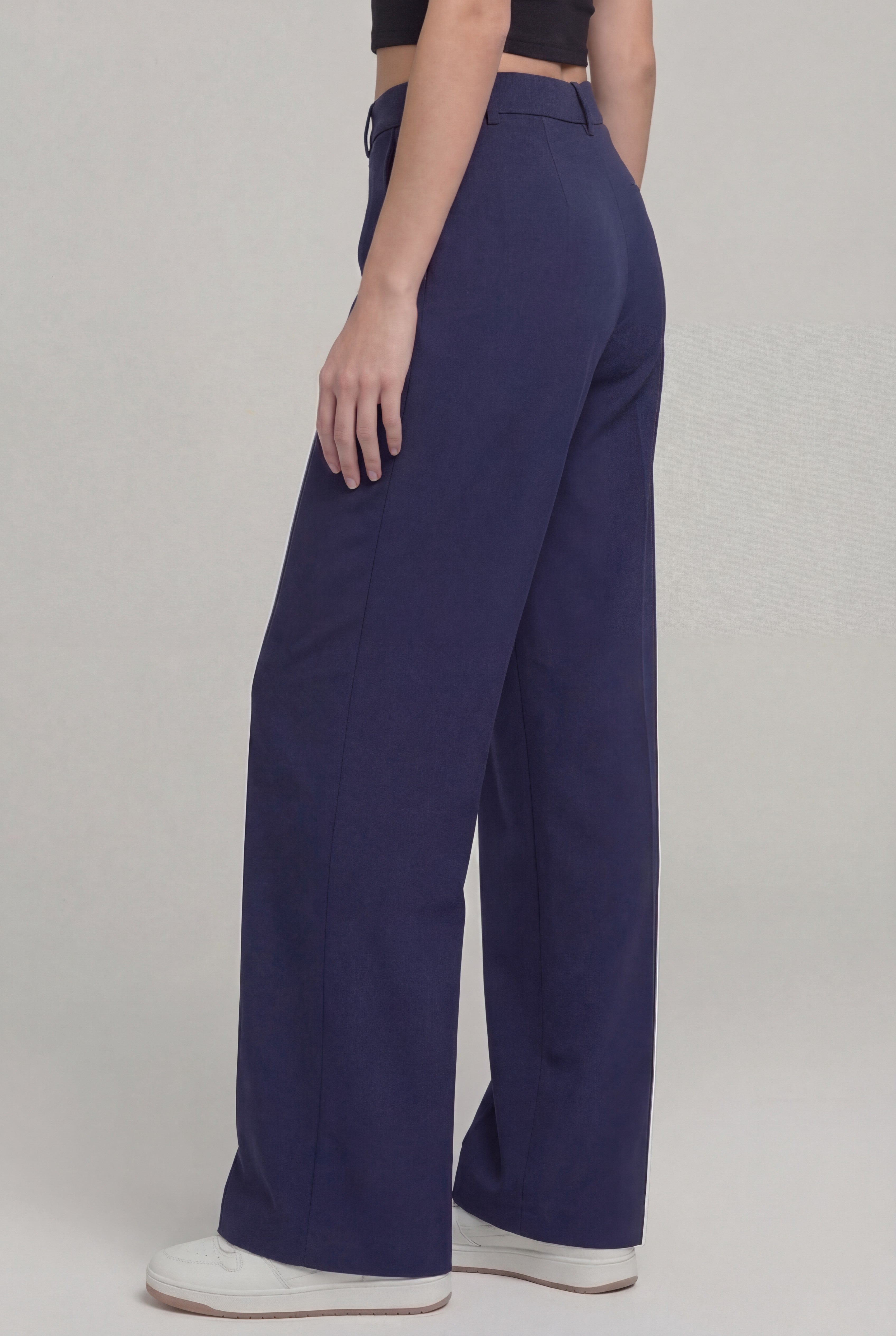Everyday High-Waist Trousers, Navy Blue
