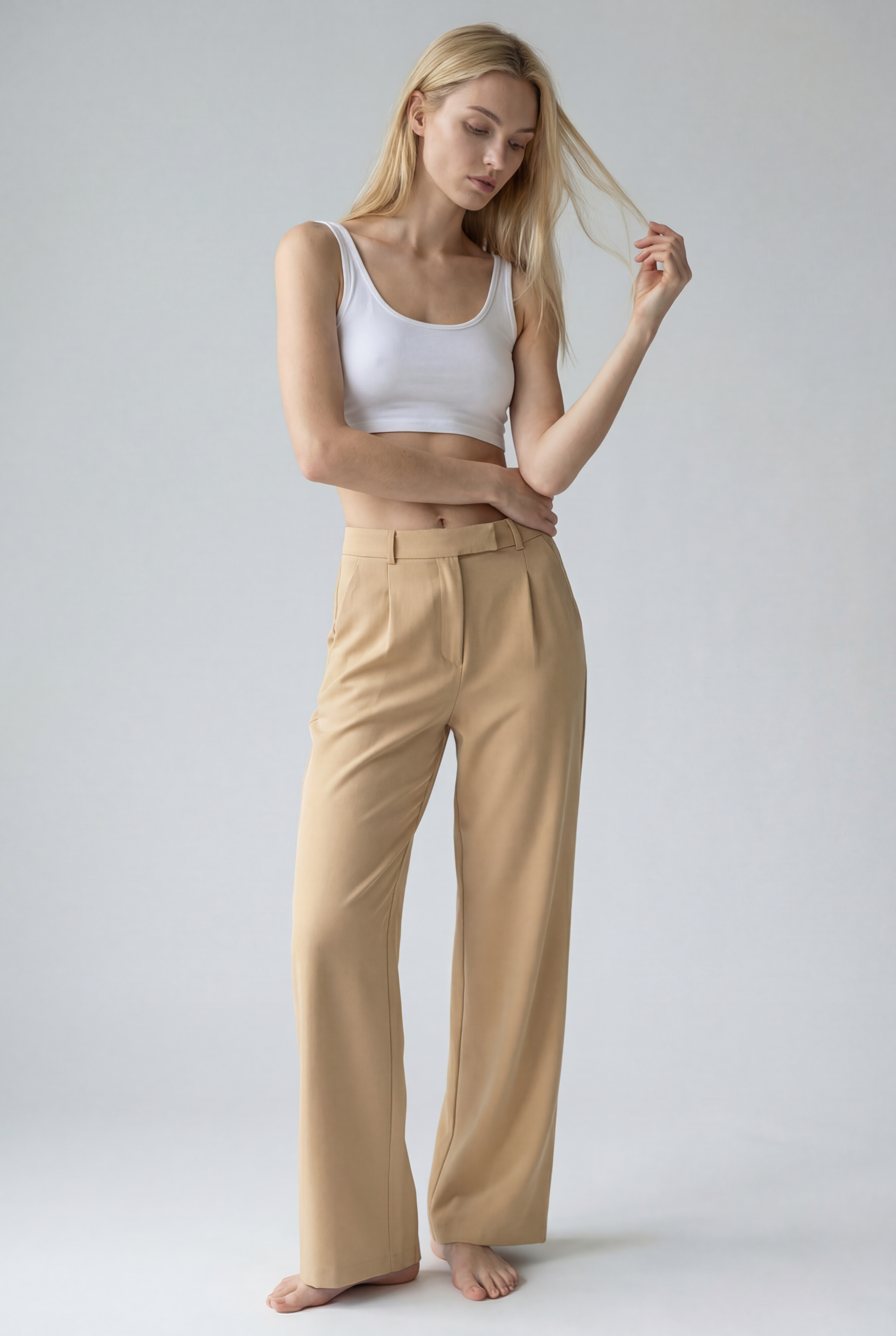 Everyday High-Waist Trousers, Khaki